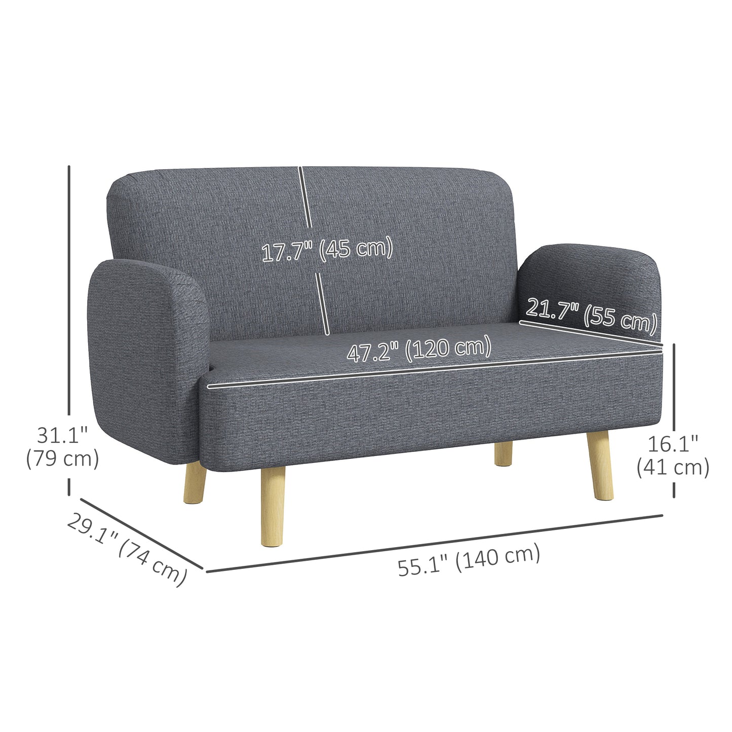 Causeuse 2 places tissu velours rembourrage épais