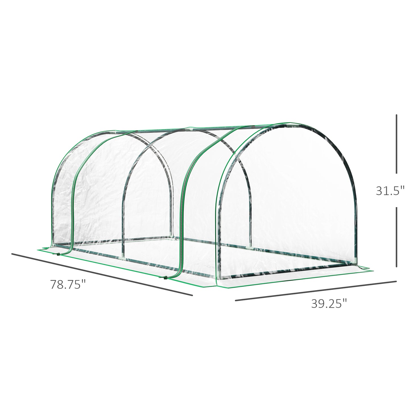 Outsunny 2m x 1m x 0.8m Tunnel Greenhouse - Portable with Zippered Doors