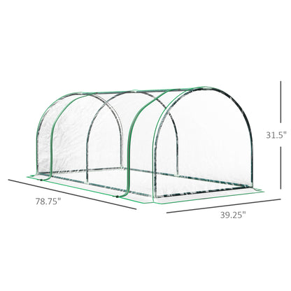 Outsunny 2m x 1m x 0.8m Tunnel Greenhouse - Portable with Zippered Doors