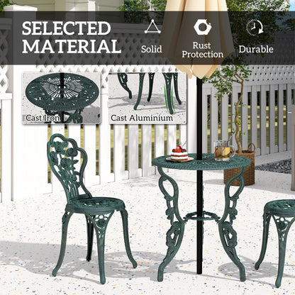 Ensemble bistro 3 pièces motifs floraux — vert antique