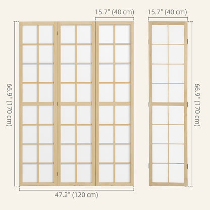 Paravent pliant 4 panneaux en bois de pin