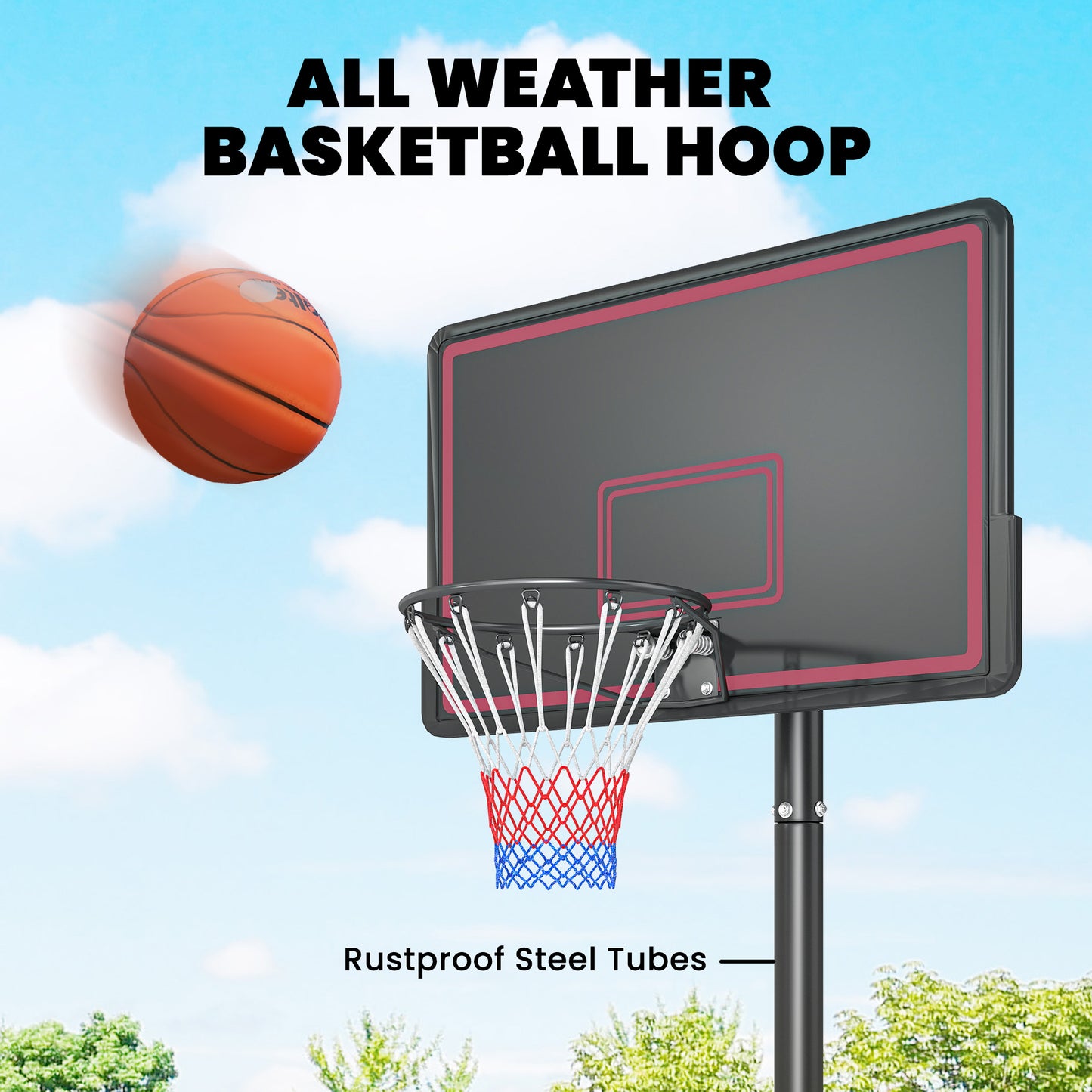 Panier de basketball réglable extérieur avec roues