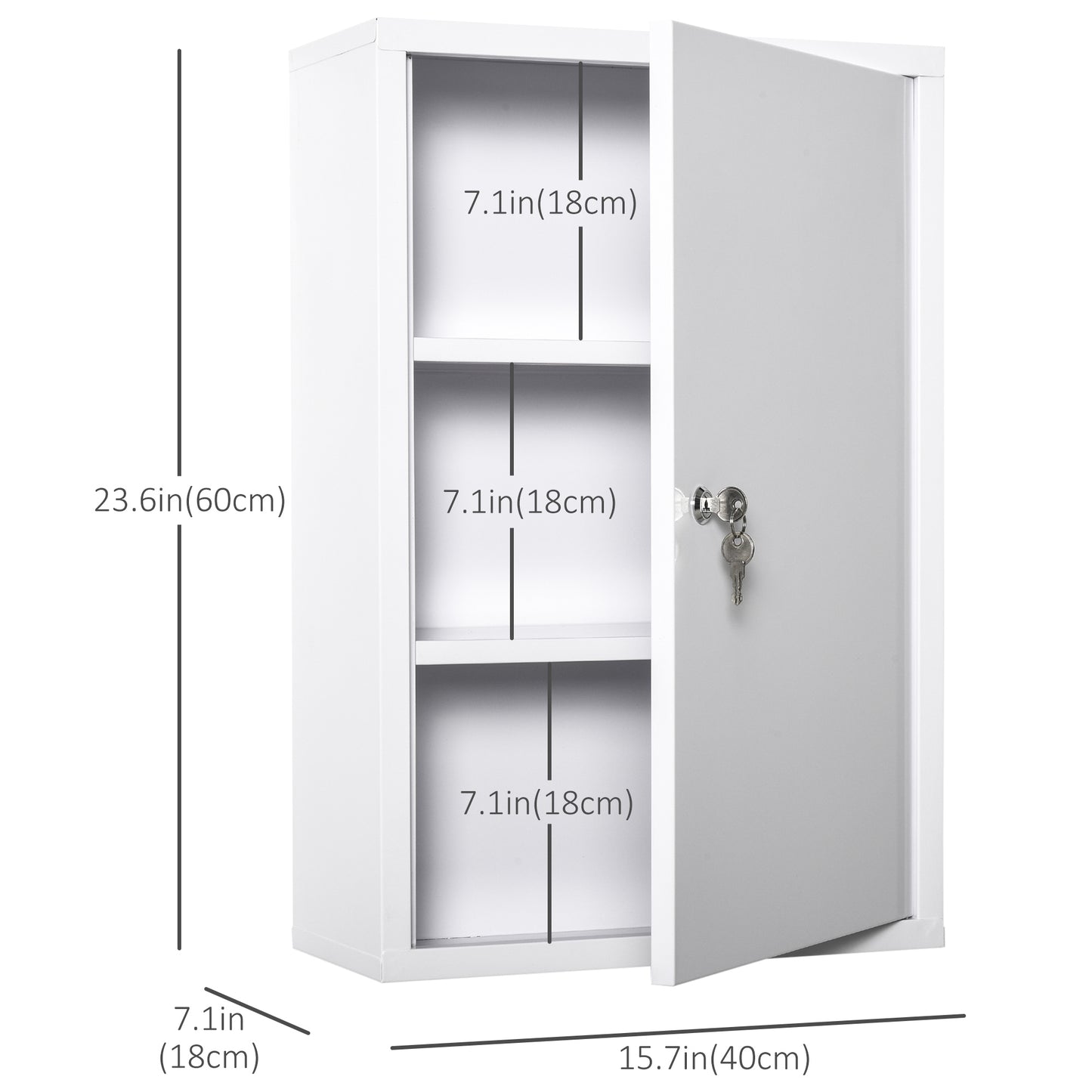 Armoire Pharmacie Murale 3 Niveaux Acier Verrouillable