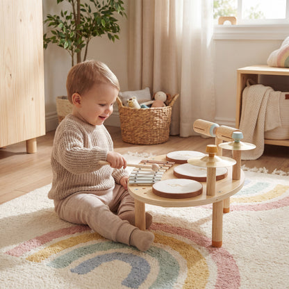 Station musicale 4-en-1 pour tout-petits en bois