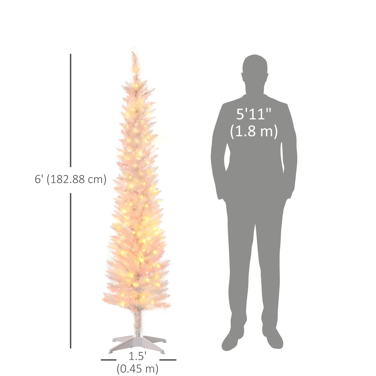 Arbre de Noel artificiel mince preillumine lumieres LED