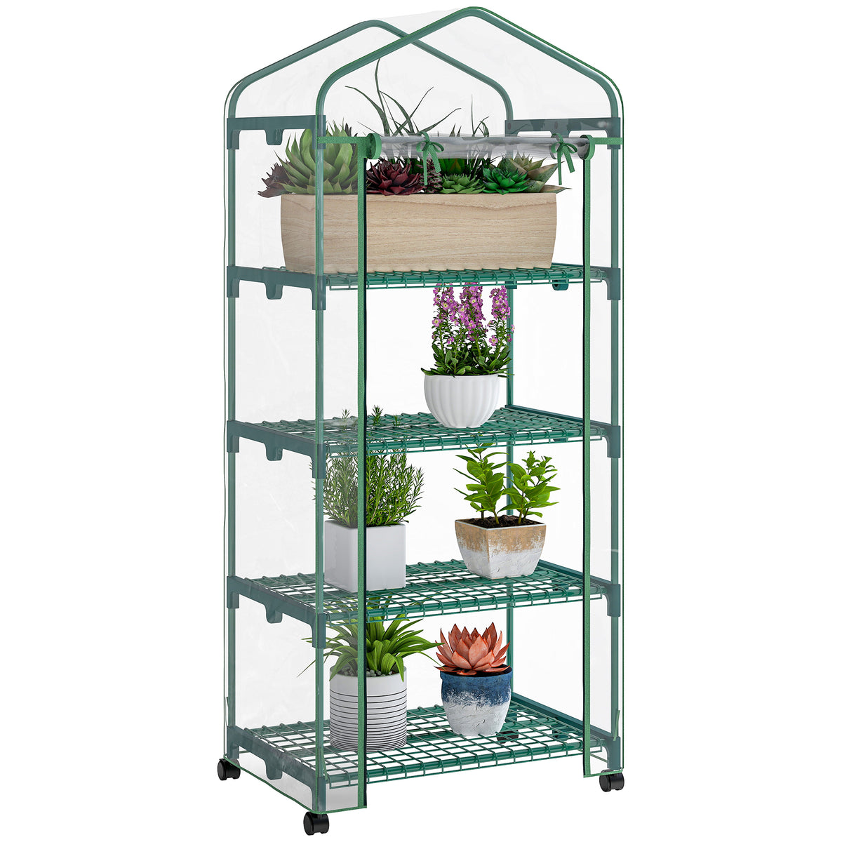 Serre portable 4 étages avec roues — transparent