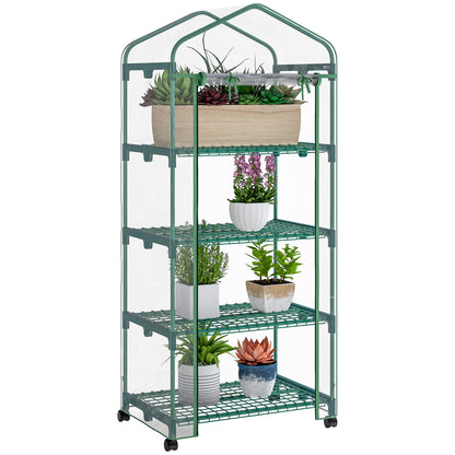 Serre portable 4 étages avec roues — transparent