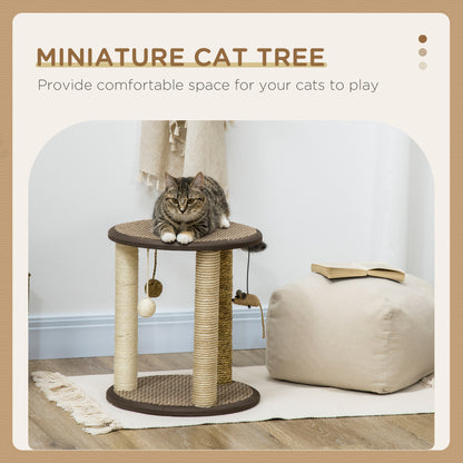 Arbre à chat compact avec jouets suspendus