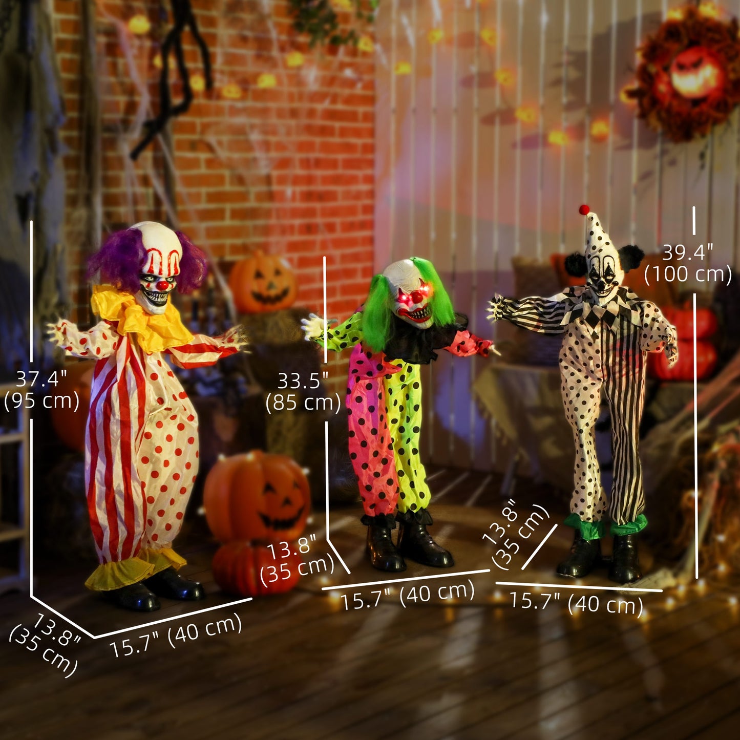 Décoration Halloween clown animé empilable yeux LED