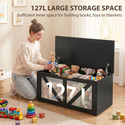 Coffre de rangement rustique avec charnières de sécurité
