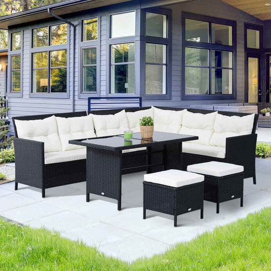 Ensemble de patio sectionnel rotin 6 pièces avec table