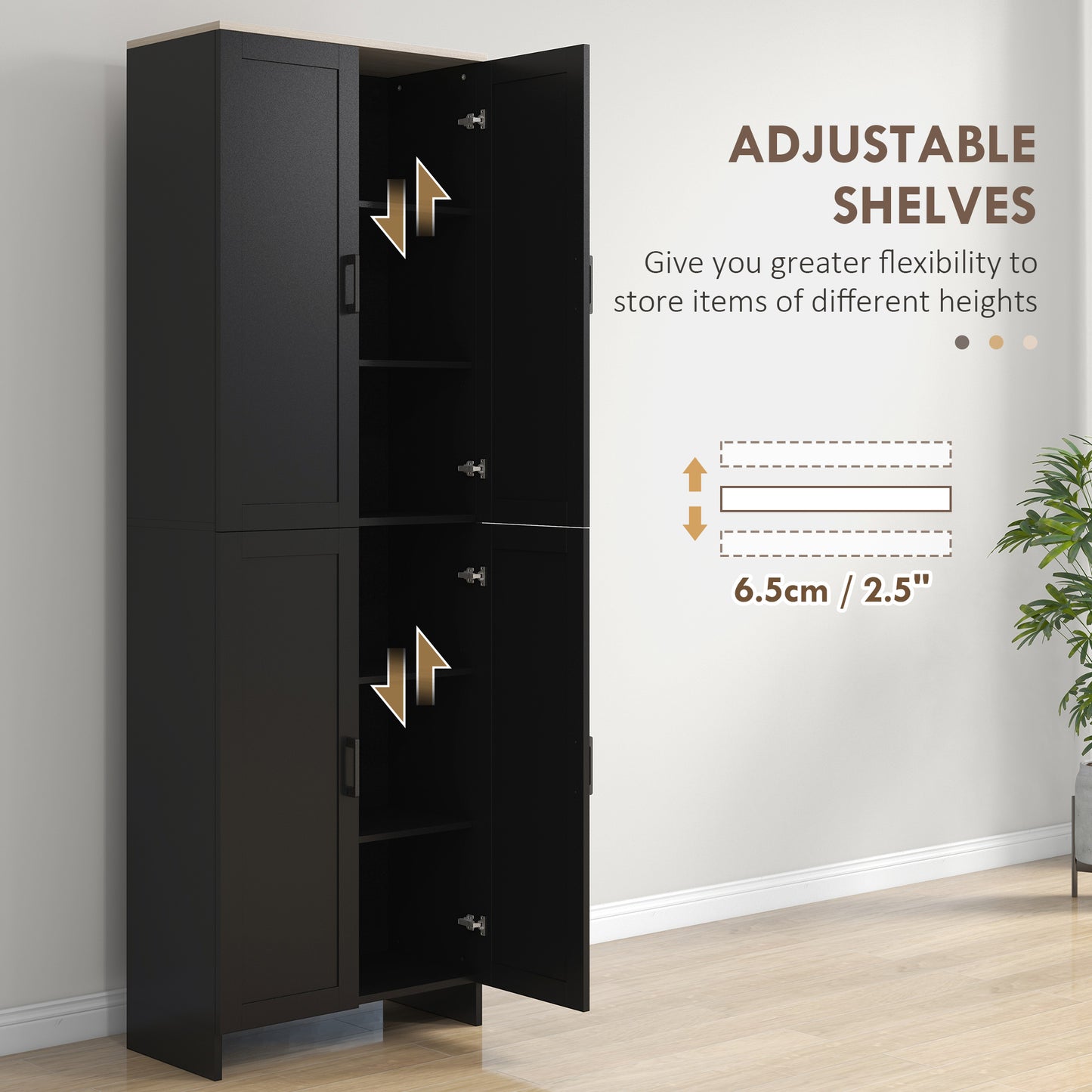 Armoire-garde-manger de cuisine 4 portes 6 tablettes