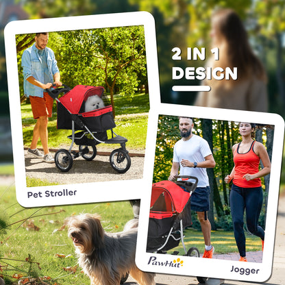 Poussette pour chiens 3 roues pliable avec auvent ajustable