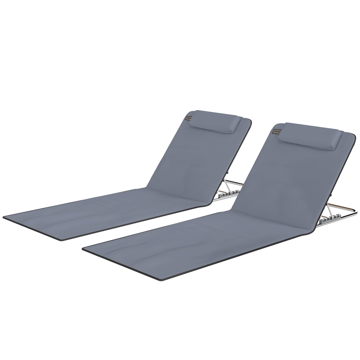 Chaises longues pliantes extérieures ensemble 2 pièces avec oreiller