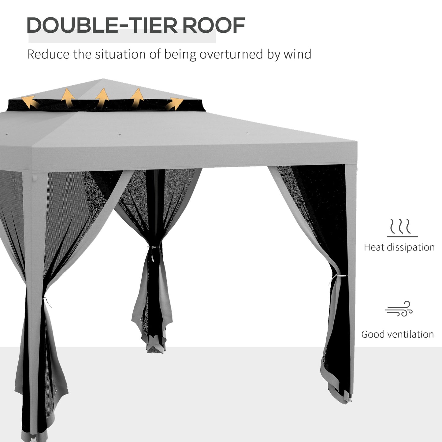 Tente de jardin 3x3m double toit avec moustiquaire