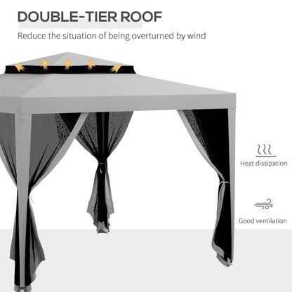 Tente de jardin 3x3m double toit avec moustiquaire