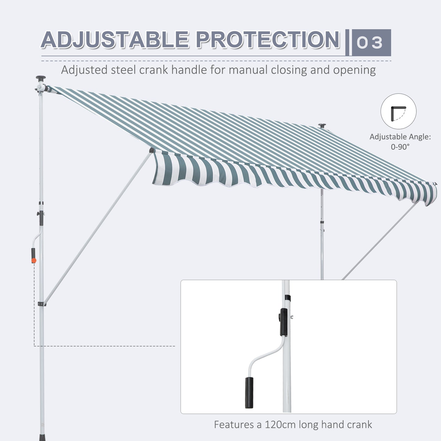 Store rétractable manuel patio sol plafond 305x152cm ajustable