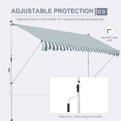Store rétractable manuel patio sol plafond 305x152cm ajustable