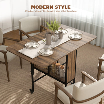 Table à manger pliante extensible avec tablette et roulettes