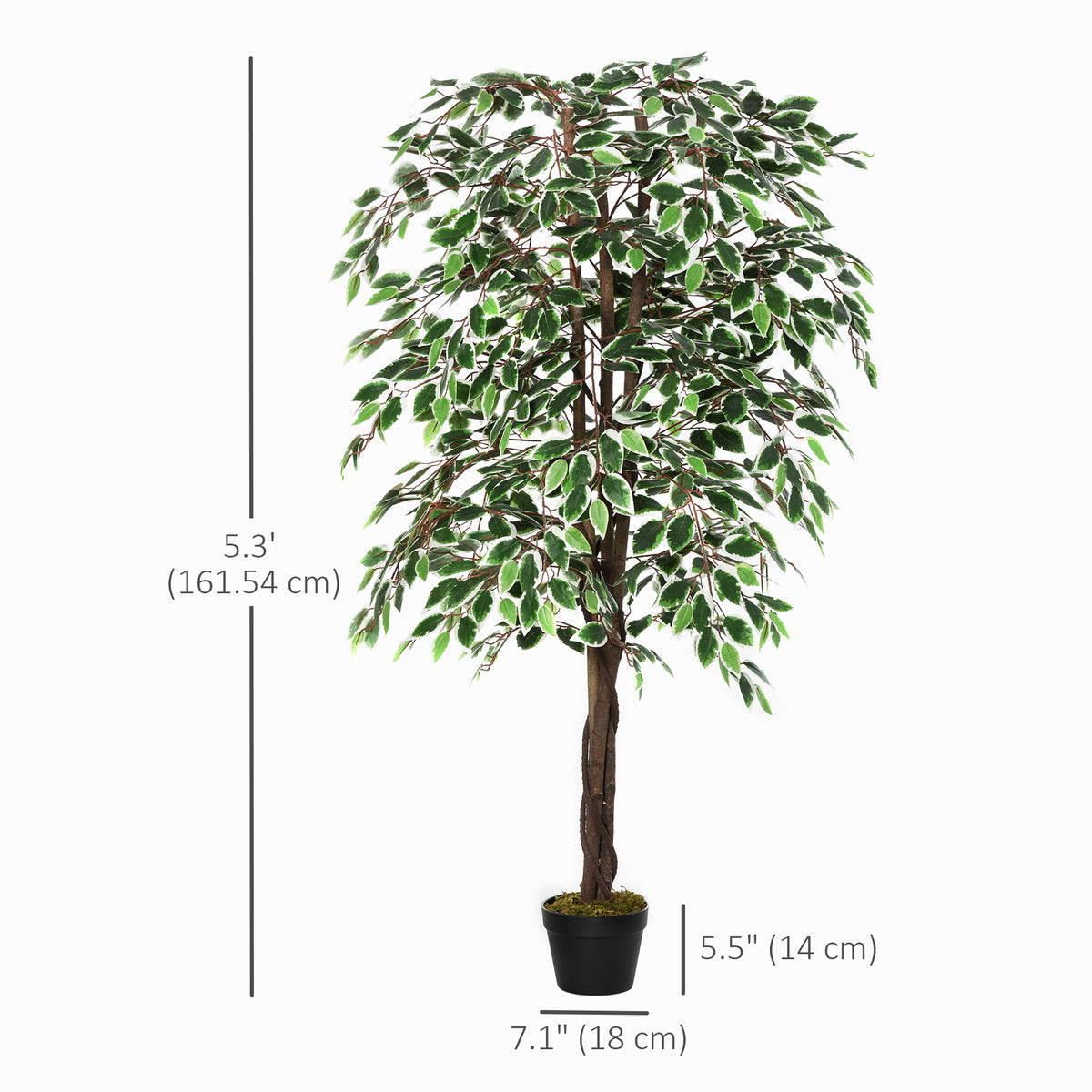Ficus artificiel réaliste en pot — Vert
