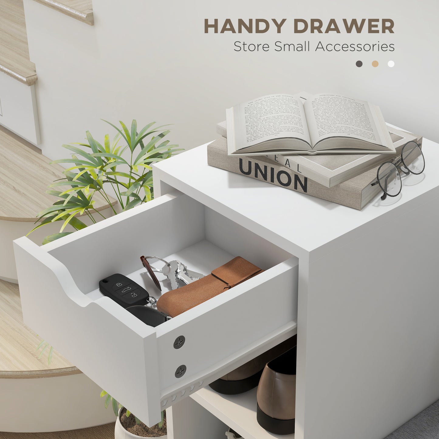 Banc de rangement à chaussures avec tiroir et 6 tablettes