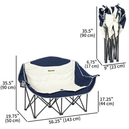 Chaise de camping double avec porte-verres et sac