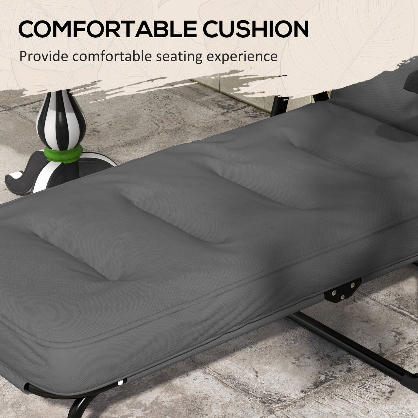 Chaise longue inclinable pliante avec repose-pieds rembourrée