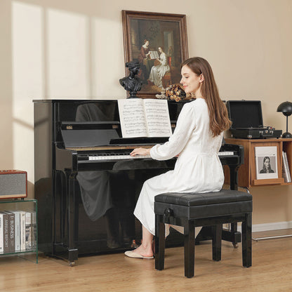 Banc de piano réglable en similicuir avec rangement