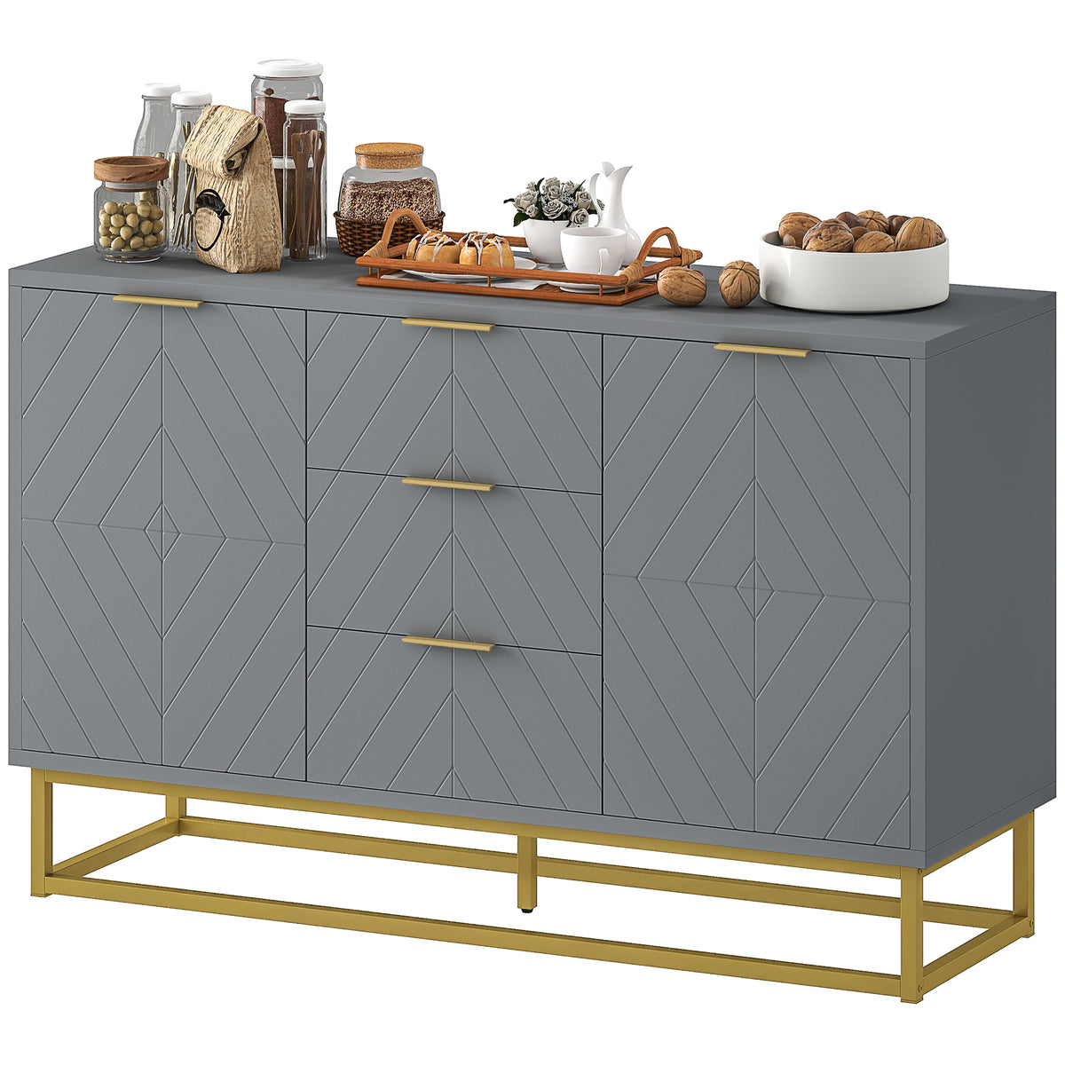 Meuble de rangement 120 cm avec portes et tiroirs