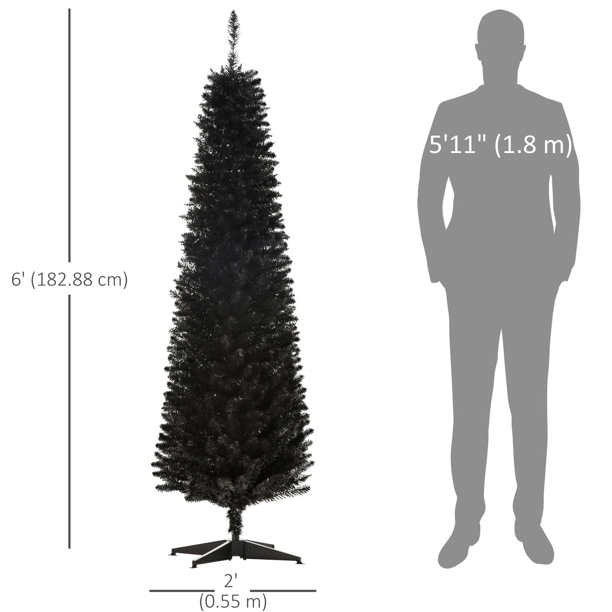 Sapin de Noël artificiel mince style crayon 6 pi
