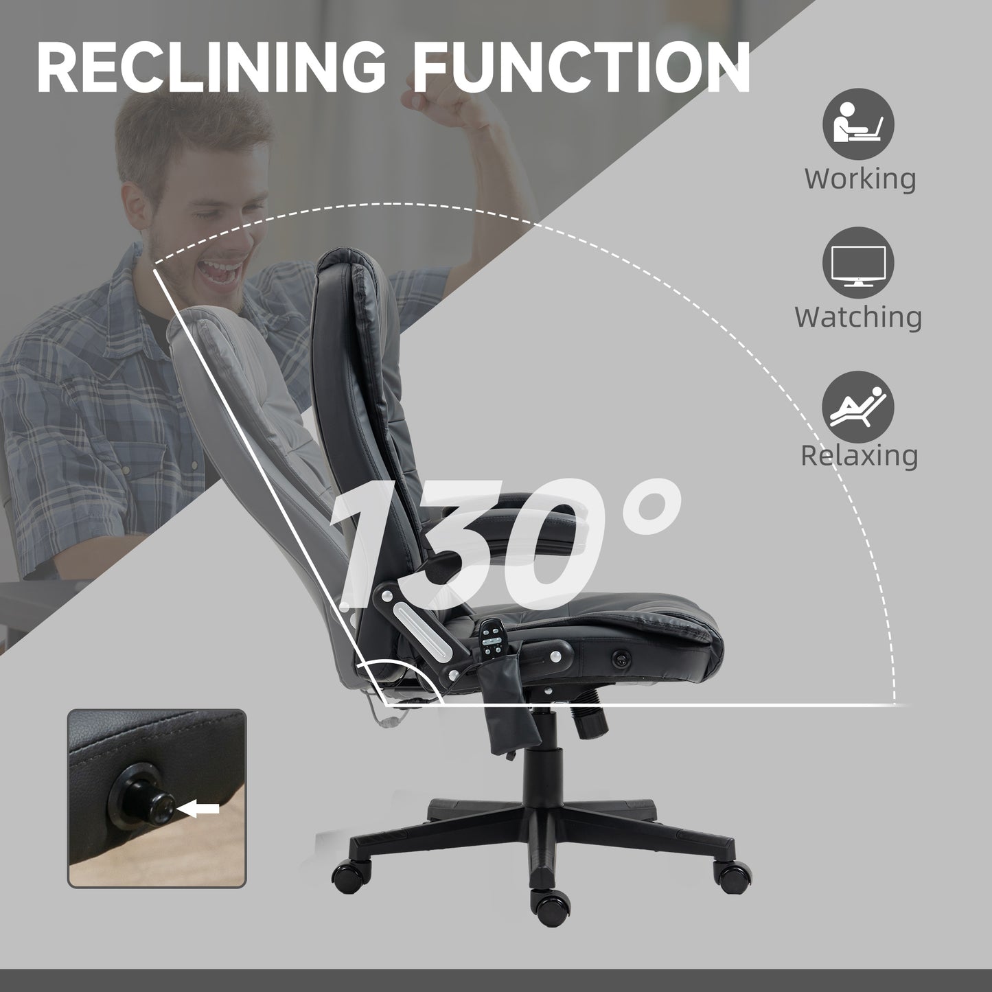Chaise de bureau massante chauffante inclinable haute