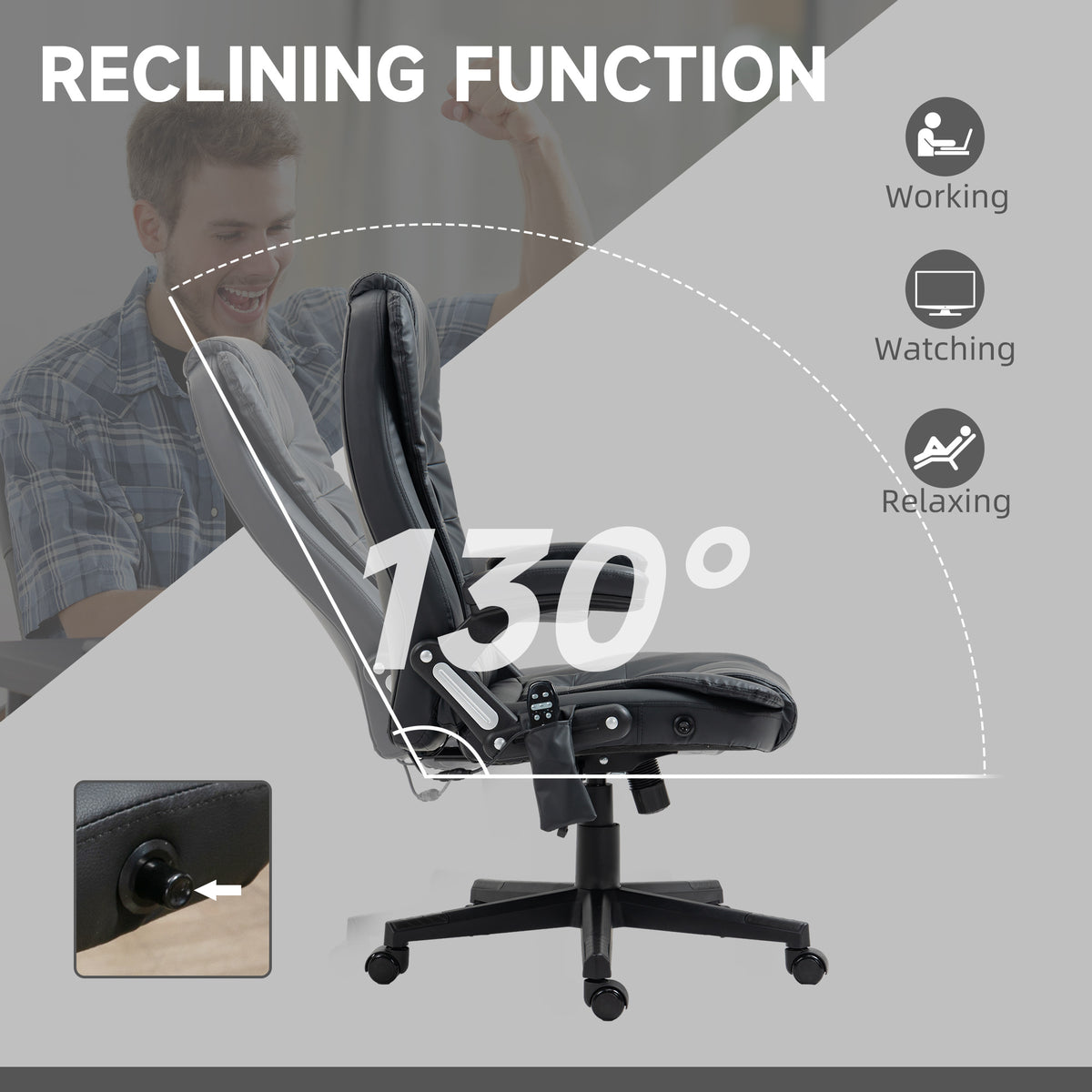 Chaise de bureau massante chauffante inclinable haute