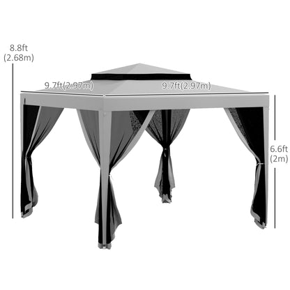 Tente de jardin 3x3m double toit avec moustiquaire