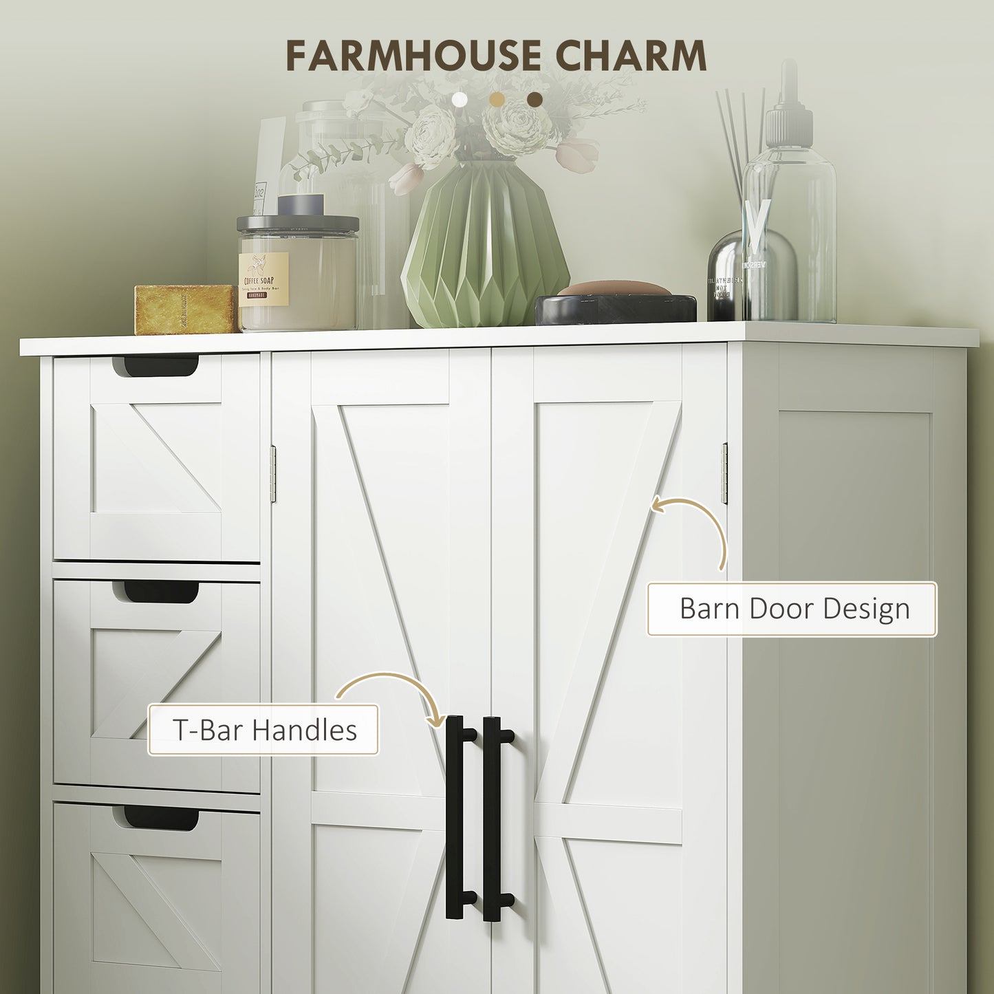 Armoire de salle de bain style fermette avec tiroirs