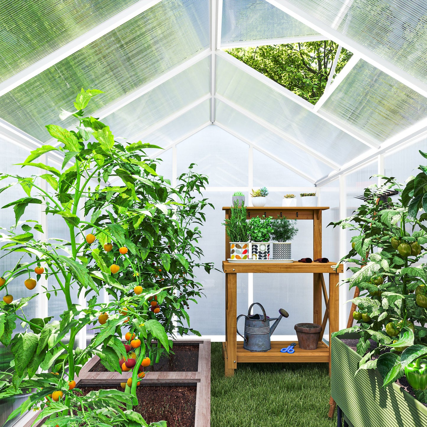 Outsunny Greenhouse 183x189x195cm Polycarbonate Aluminum with Ventilation