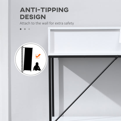 Table console 2 tiroirs avec tablette de rangement