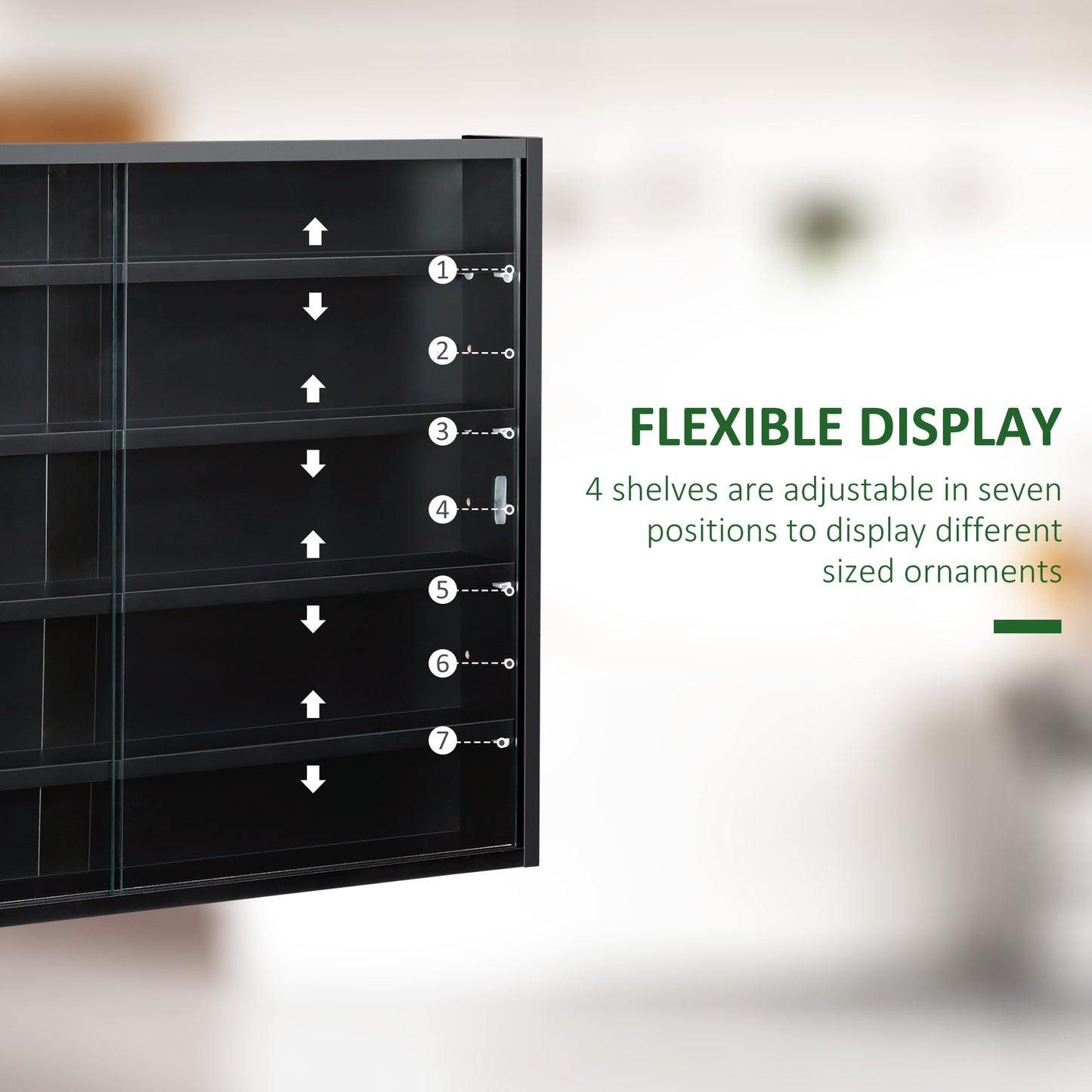 Vitrine murale 5 tablettes avec 2 portes en verre