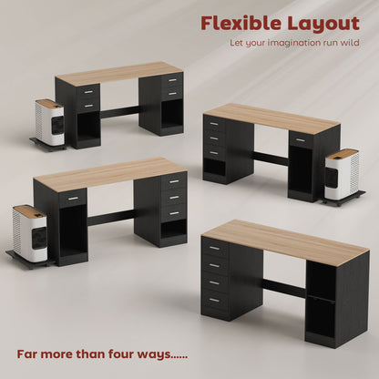Bureau informatique avec 4 tiroirs et tablette mobile