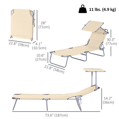 Chaise longue pliante avec auvent réglable