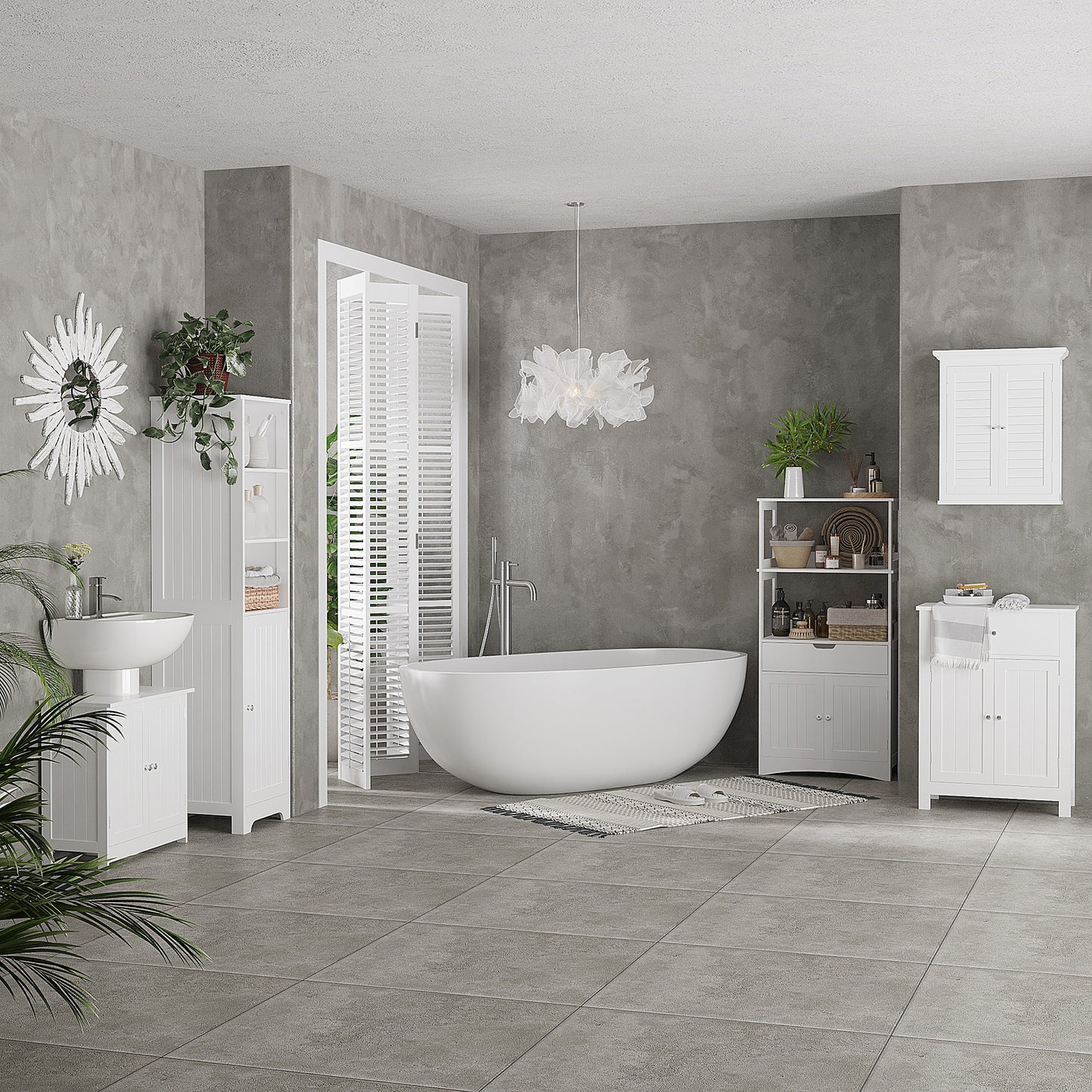 Meuble-lavabo sous évier avec 2 portes et tablette