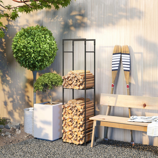 Support à bois de chauffage robuste et étagère réglable