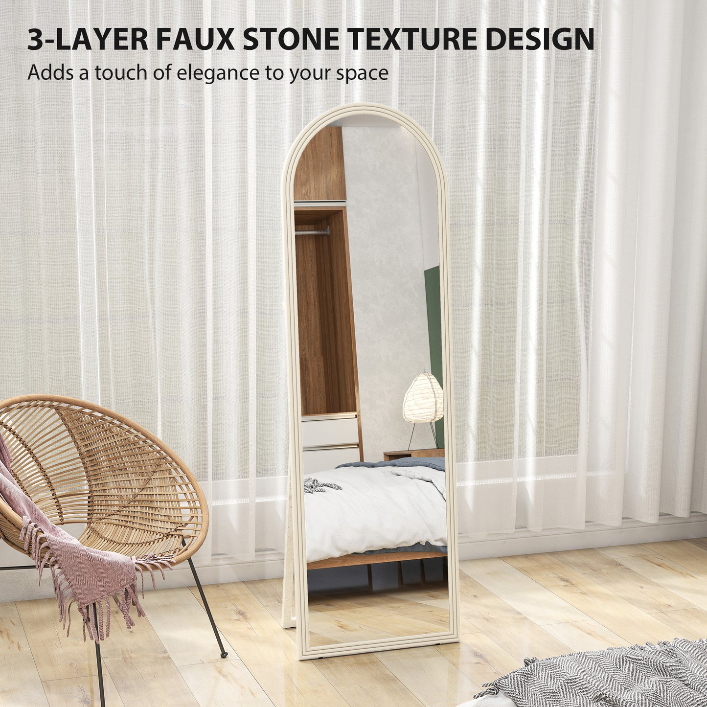 Miroir pleine longueur arqué sur pied 163 cm