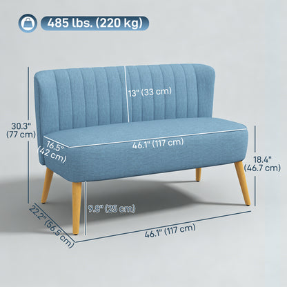 Canapé 2 places moderne tissu lin pieds bois