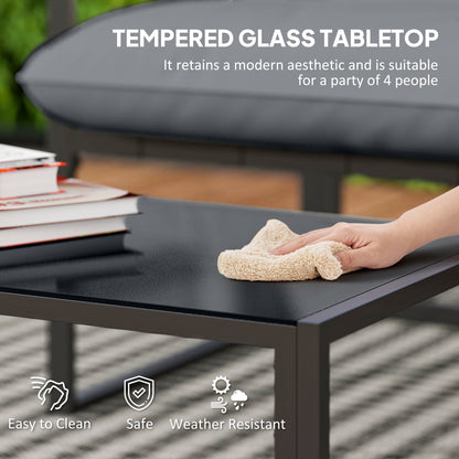 Ensemble patio conversation 4 pièces avec table verre trempé