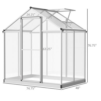 Outsunny Greenhouse 183x189x195cm Polycarbonate Aluminum with Ventilation