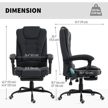 Chaise de bureau massante inclinable avec repose-pieds