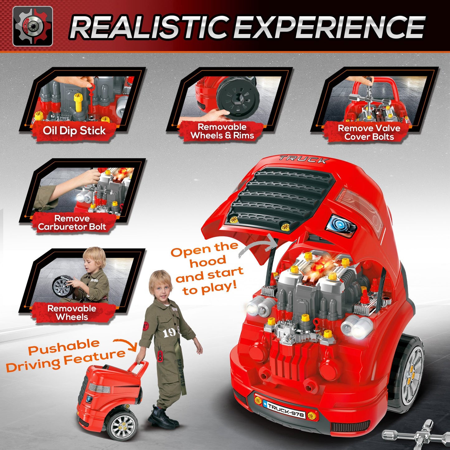 Ensemble de jeu camion-atelier pour enfants 61 pièces