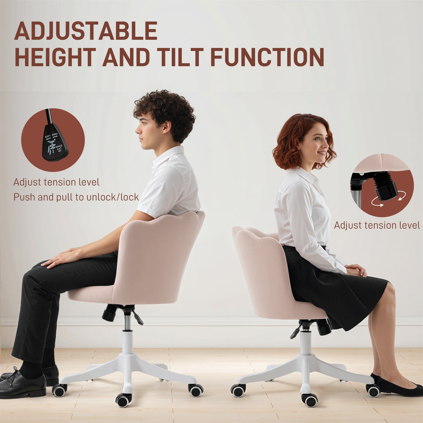 Chaise de bureau sans accoudoirs pivotante hauteur ajustable