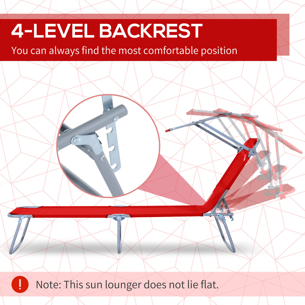 Chaise longue pliante avec auvent réglable