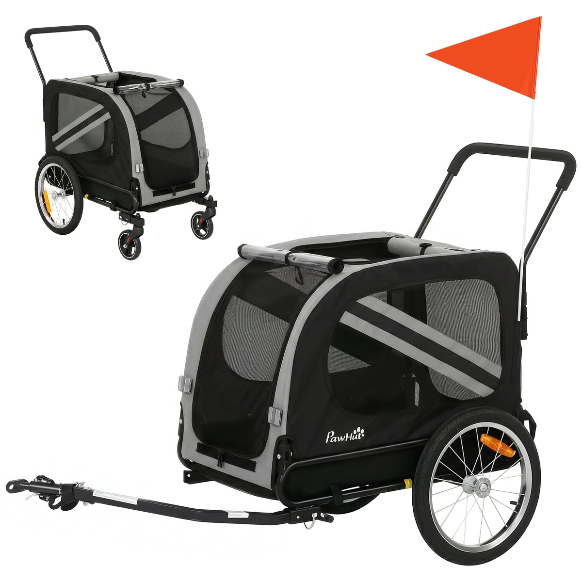 Remorque de velo pour chien 2 en 1